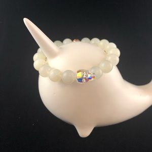 moonstone and crystal skull 💀 beaded bracelet